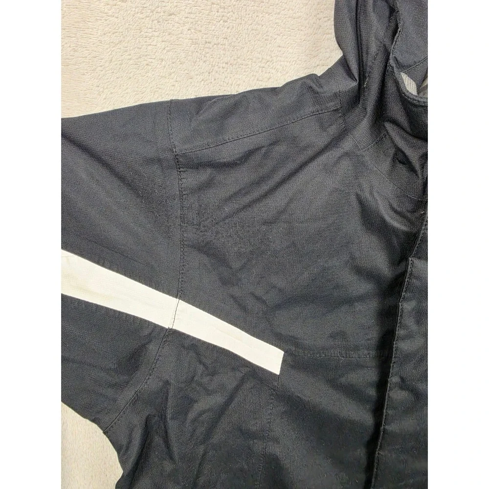 The North Face HyVent Jacket Boys XXS Black Hooded Rain Shell Reflective Stripe